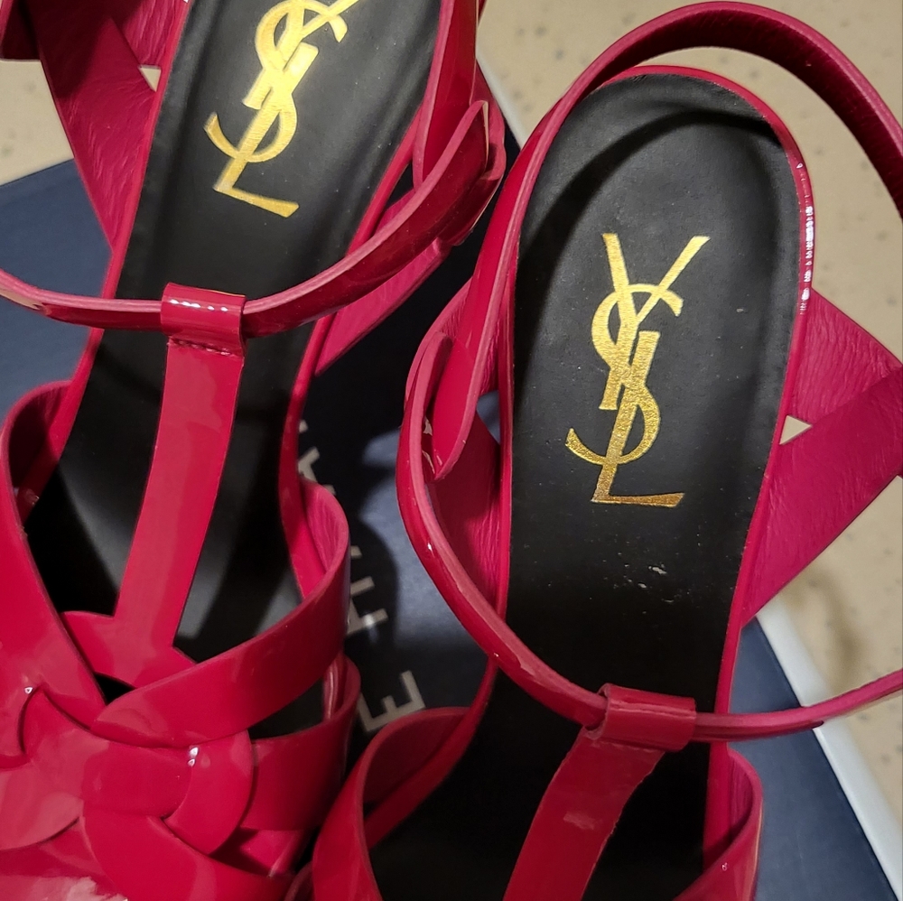 Authentic Saint Laurent Tribute Sandals in Fuchsia - Picture 8 of 11
